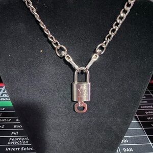 Louis Vuitton Silver Padlock Pendant with unlisted chain